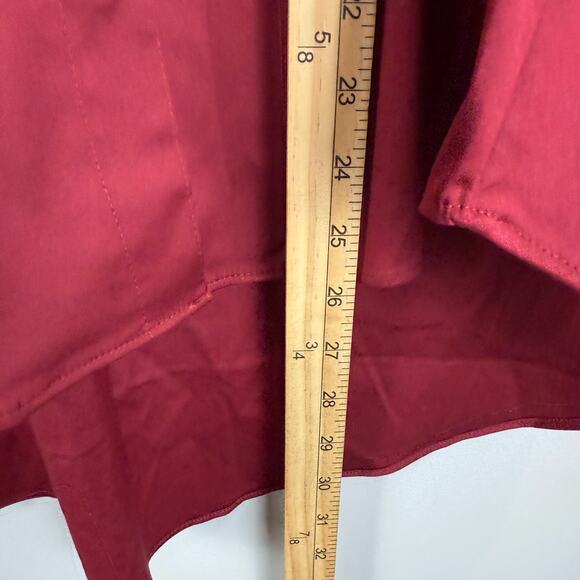 Chico's Top Women 0 US 4 Red Long Sleeve Ruffle Neck Tunic Poplin Button NWT - Picture 9 of 9